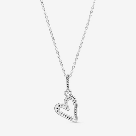 Pandora Timeless Sparkling Freehand Heart Pendant Necklace