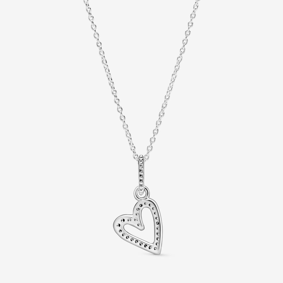 Pandora Timeless Sparkling Freehand Heart Pendant Necklace