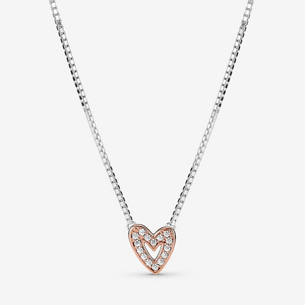 Pandora Moments Sparkling Freehand Heart Necklace