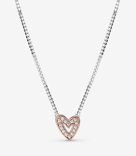 Pandora Moments Sparkling Freehand Heart Necklace