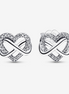 Pandora Timeless Silver Sparkling Infinity Heart Stud Earrings