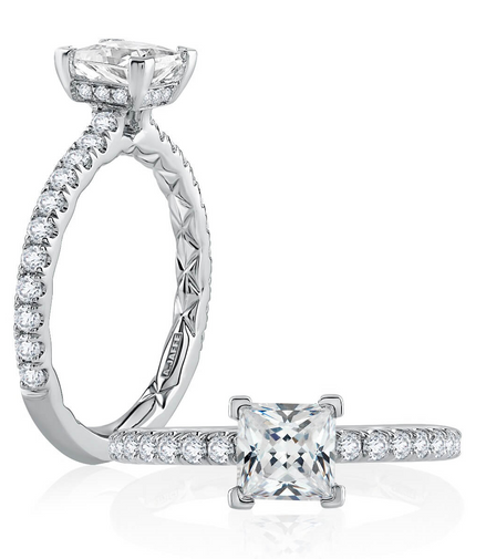 A.Jaffe V-Tip Prong Princess Cut Diamond Engagement Ring