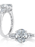 A.Jaffe Three Stone Classic Quilted Band Diamond Engagement Ring