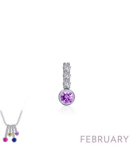 Lafonn 0.17 CTW Simulated Diamond And Simulated Amethyst February Birthstone Love Pendant