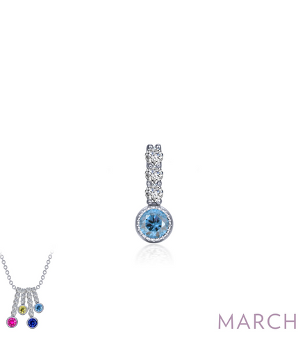 Lafonn 0.17 CTW Simulated Diamond And Aquamarine March Birthstone Love Pendant