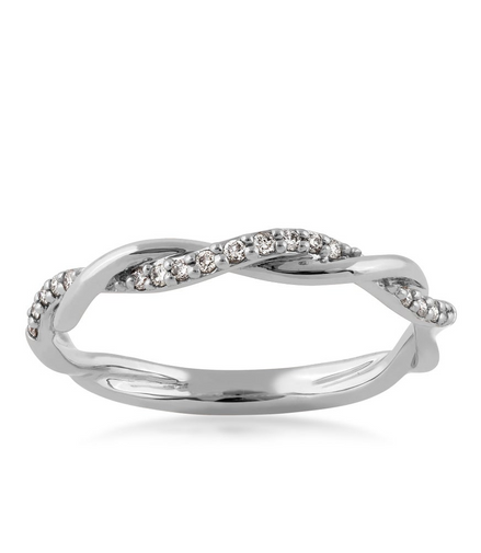 14K White Gold And 0.10 CTW Diamond Stackable Fashion Band