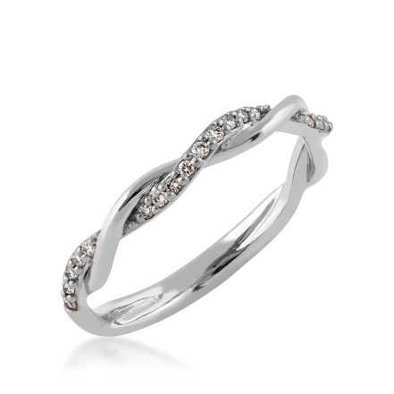 14K White Gold And 0.10 CTW Diamond Stackable Fashion Band