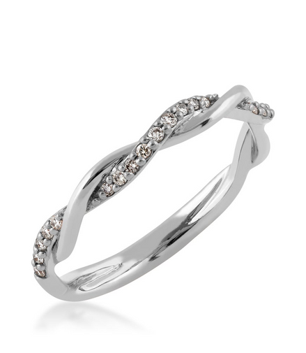 14K White Gold And 0.10 CTW Diamond Stackable Fashion Band