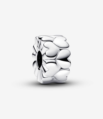 Pandora Moments Silver Heart Pattern Clip Charm