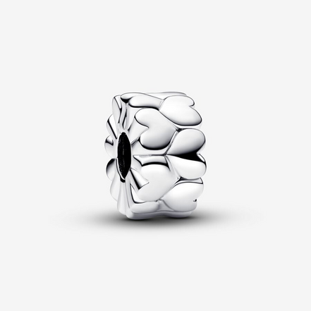 Pandora Moments Silver Heart Pattern Clip Charm