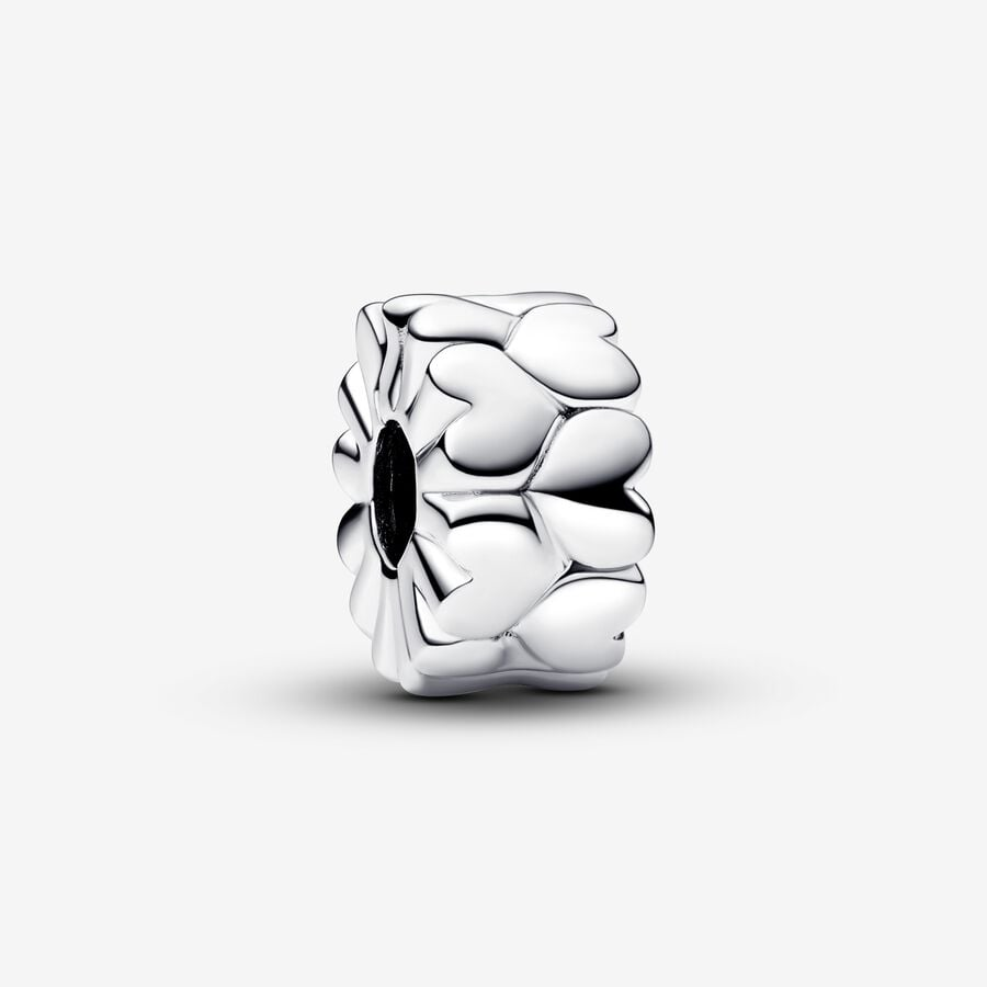 Pandora Moments Silver Heart Pattern Clip Charm