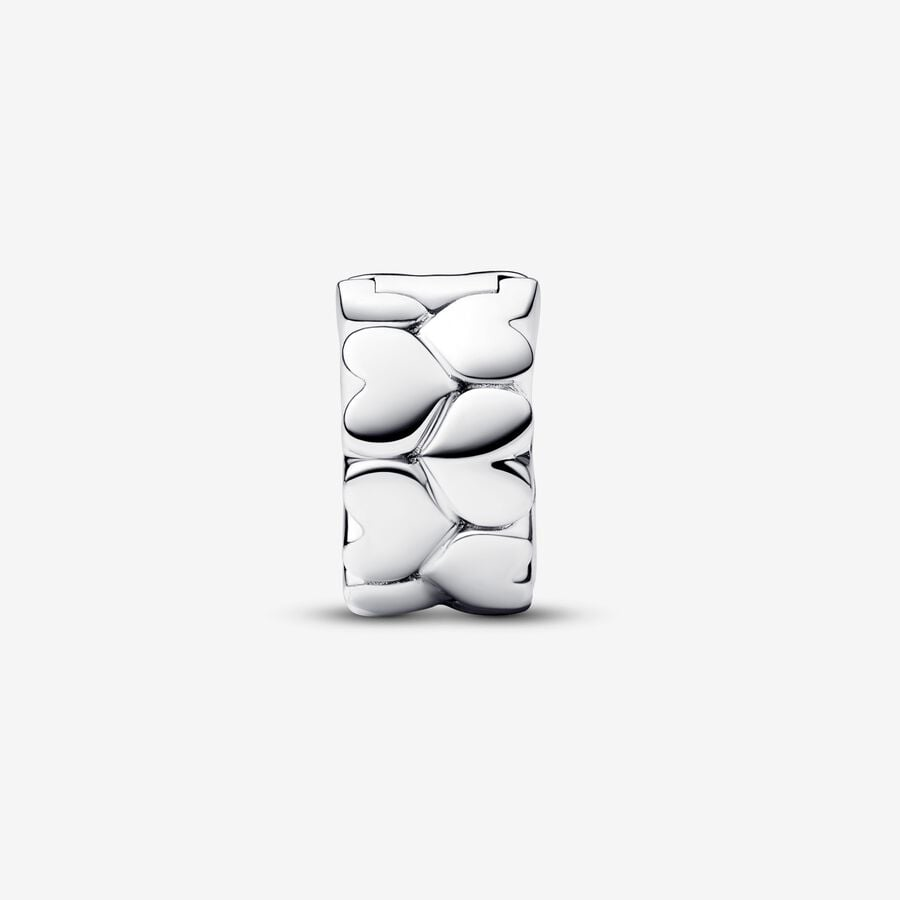 Pandora Moments Silver Heart Pattern Clip Charm
