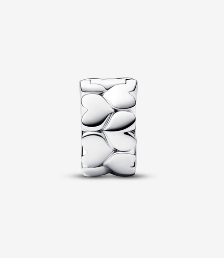 Pandora Moments Silver Heart Pattern Clip Charm