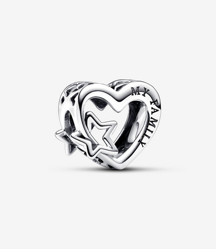 Pandora Moments Silver Openwork Family Heart And Star Charm