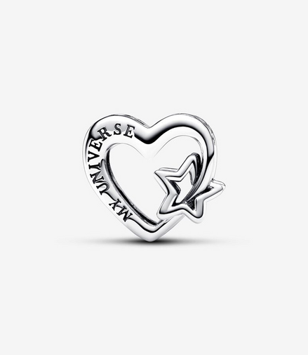 Pandora Moments Silver Openwork Family Heart And Star Charm