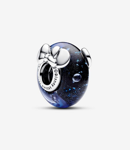 Disney Pandora Mickey Mouse & Minnie Mouse Blue Murano Glass Charm