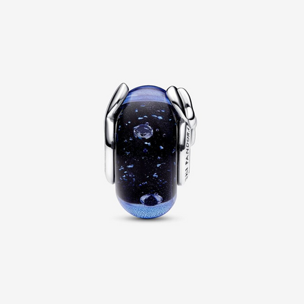 Disney Pandora Mickey Mouse & Minnie Mouse Blue Murano Glass Charm
