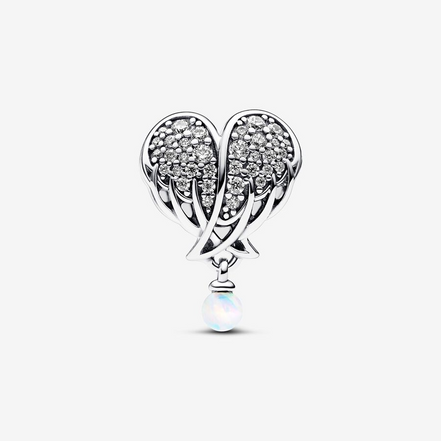 Pandora Moments Sparkling Angel Wings & Heart Charm