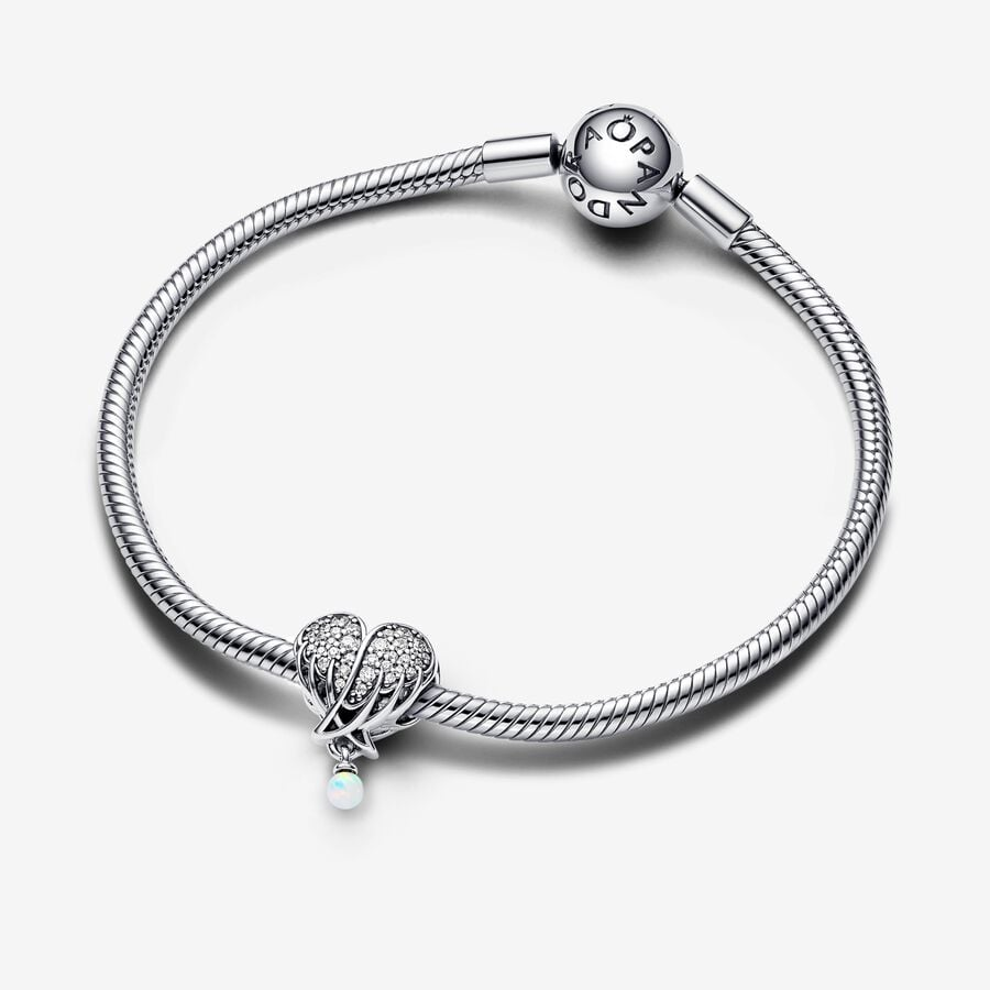 Pandora Moments Sparkling Angel Wings & Heart Charm