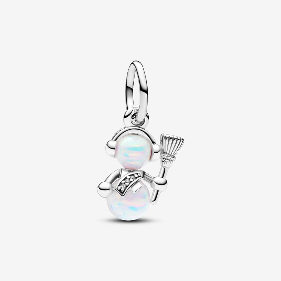 Pandora Moments Opalescent Snowman Dangle Charm