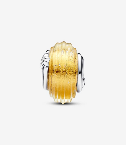 Pandora Moments Shooting Star Grooved Yellow Murano Glass Charm