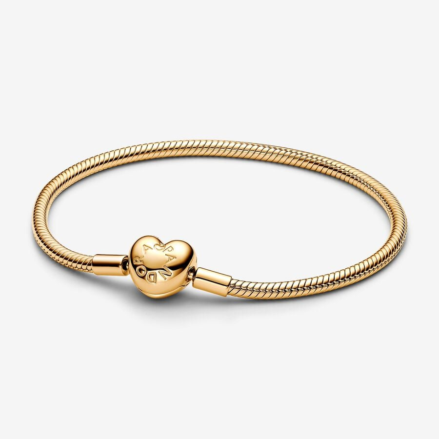 Pandora Moments Heart Clasp Snake Chain Bracelet Size 18