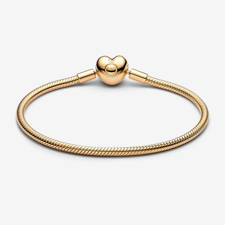 Pandora Moments Heart Clasp Snake Chain Bracelet Size 19