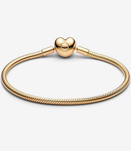 Pandora Moments Heart Clasp Snake Chain Bracelet Size 19