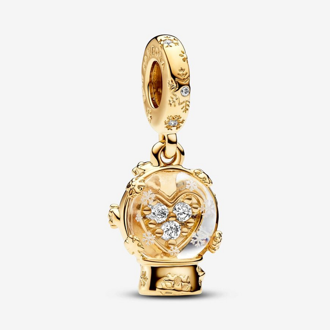 Pandora Moments Heart And Snowflake Snow Globe Dangle Charm