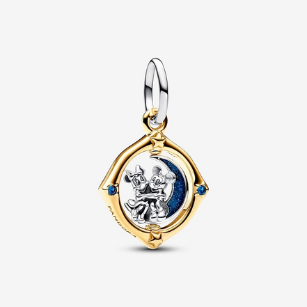 Pandora Disney Mickey Mouse & Minnie Mouse Two-Tone Spinning Moon Dangle Charm