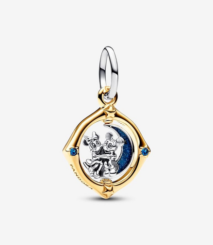 Pandora Disney Mickey Mouse & Minnie Mouse Two-Tone Spinning Moon Dangle Charm