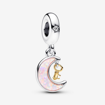 Pandora Moments Two-Tone Key & Moon Dangle Charm