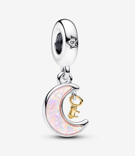 Pandora Moments Two-Tone Key & Moon Dangle Charm