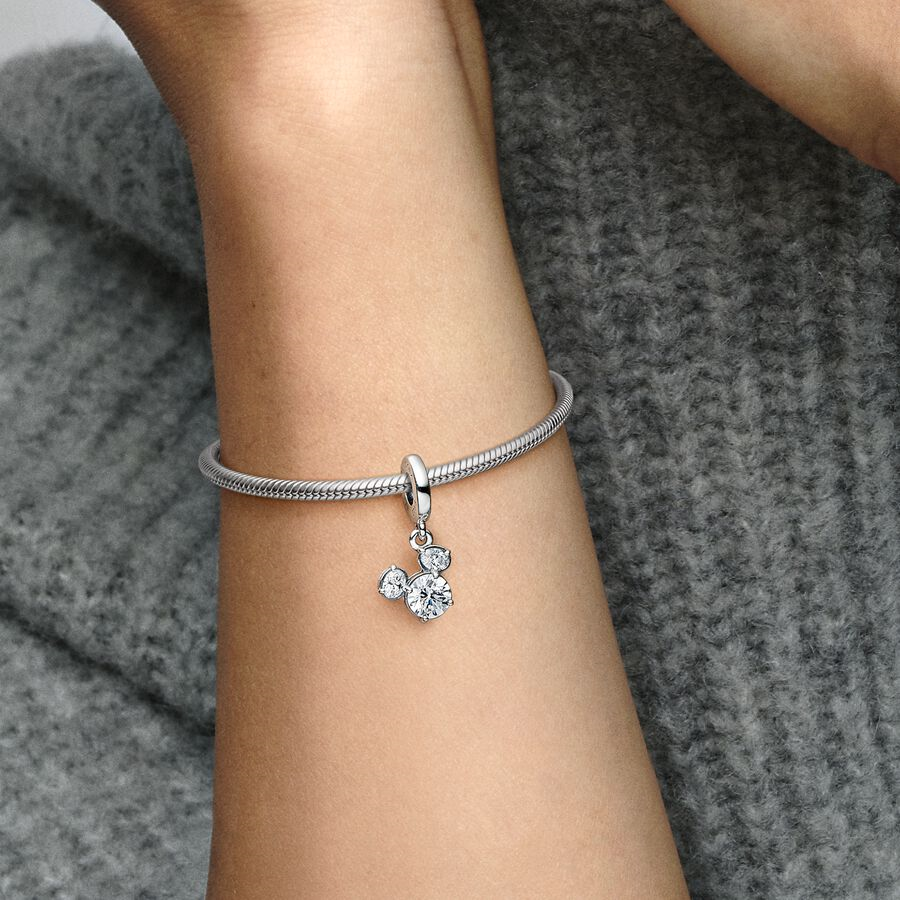 Disney X Pandora Mickey Mouse Sparkling Head Silhouette Dangle Charm
