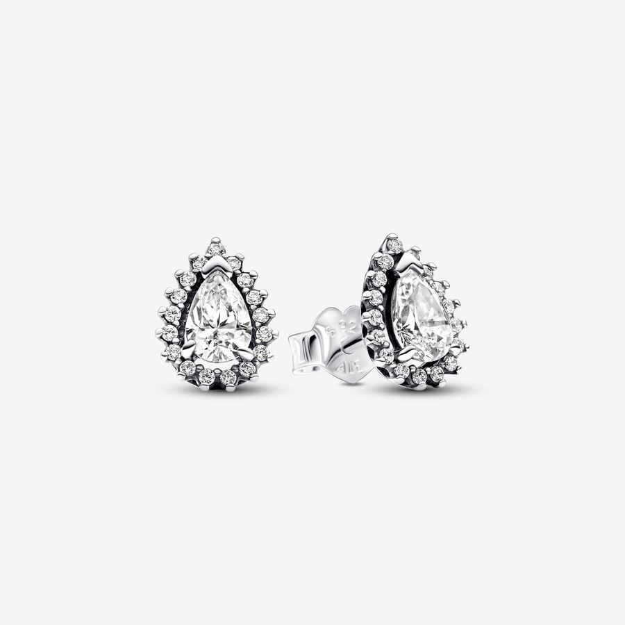 Pandora Timeless Sparkling Pear Halo Stud Earrings