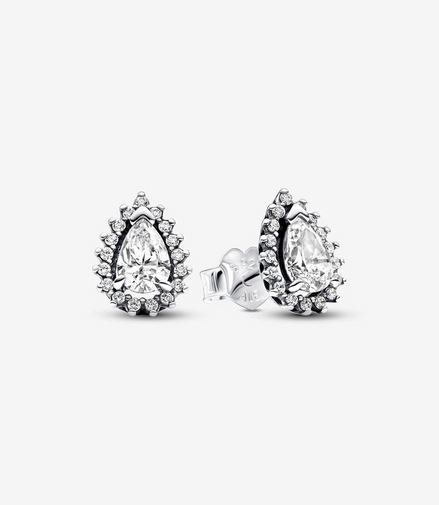 Pandora Timeless Sparkling Pear Halo Stud Earrings
