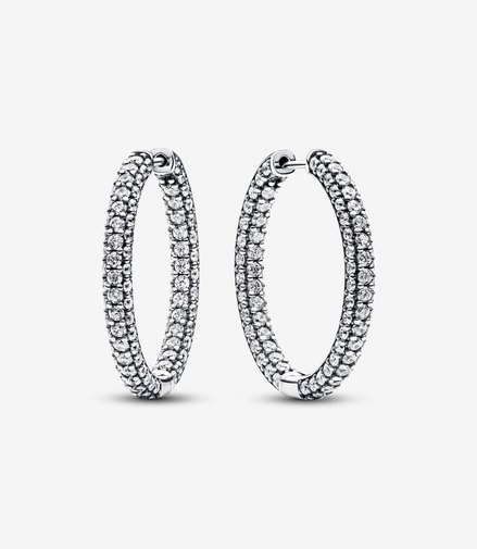 Pandora Timeless Pavé Single-Row Inside/Out Hoop Earrings