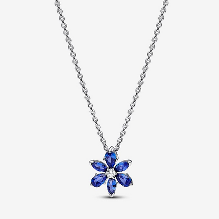 Pandora Timeless Sparkling Blue Herbarium Cluster Pendant Necklace 45 cm