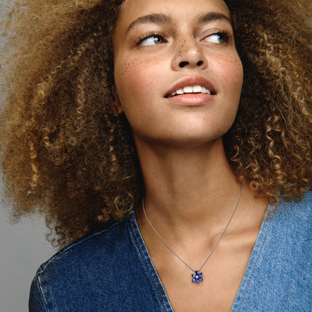 Pandora Timeless Sparkling Blue Herbarium Cluster Pendant Necklace 45 cm