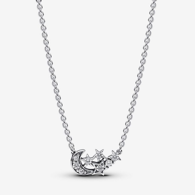 Pandora Timeless Sparkling Moon & Star Collier Necklace 45 cm