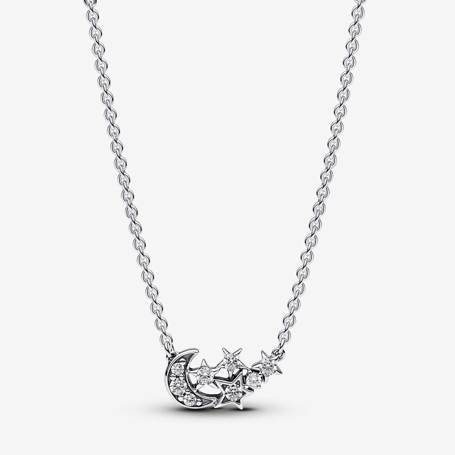 Pandora Timeless Sparkling Moon & Star Collier Necklace 45 cm