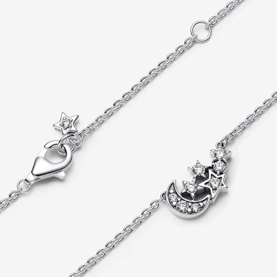 Pandora Timeless Sparkling Moon & Star Collier Necklace 45 cm