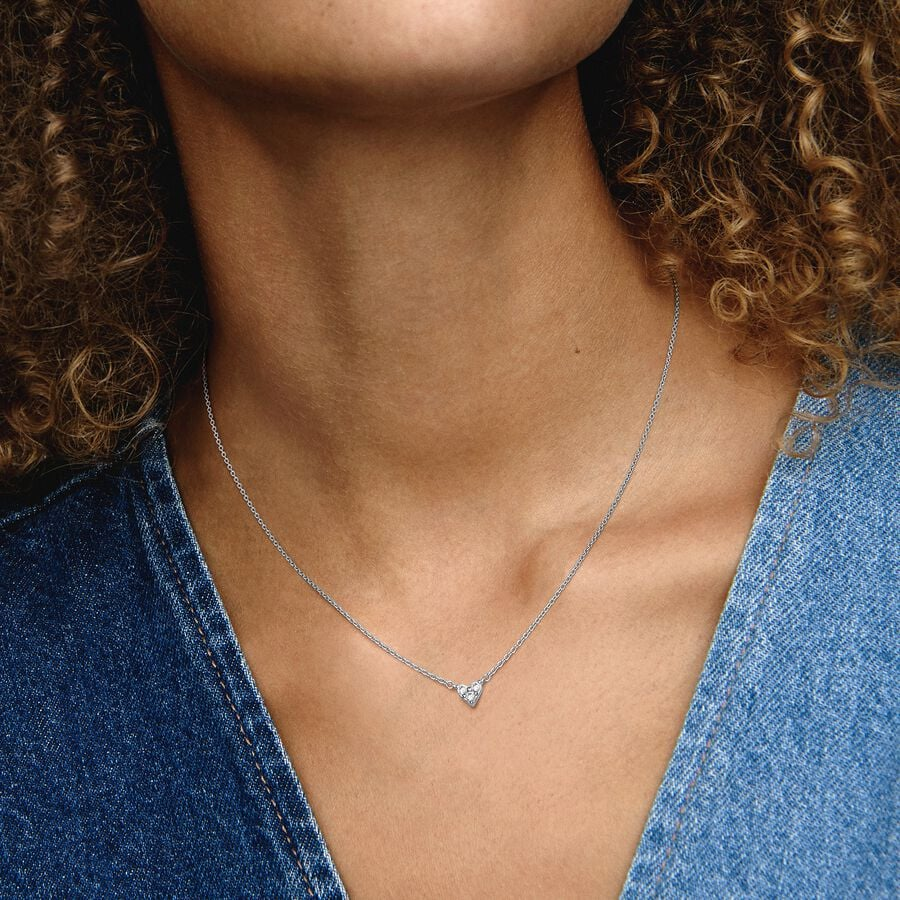 Pandora Timeless Triple Stone Heart Collier Necklace