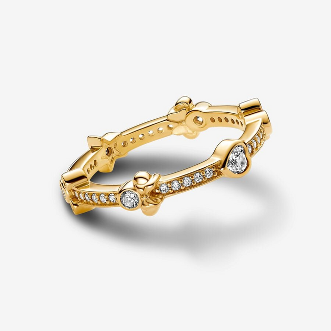 Pandora Disney Mickey Mouse & Minnie Mouse Sparkling Eternity Ring Size  7.5