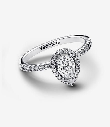 Pandora Timeless Sparkling Pear Halo Ring Size 7.5
