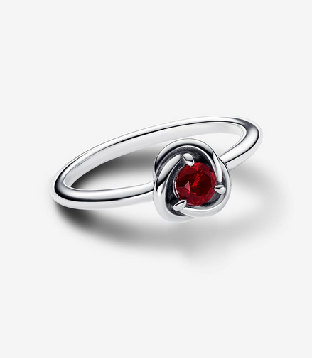 Pandora Moments January Red Eternity Circle Ring Size 6