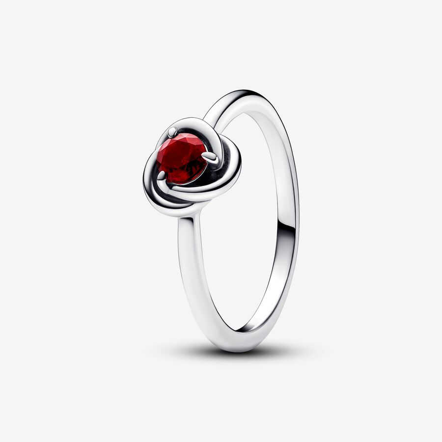 Pandora Moments January Red Eternity Circle Ring Size 7
