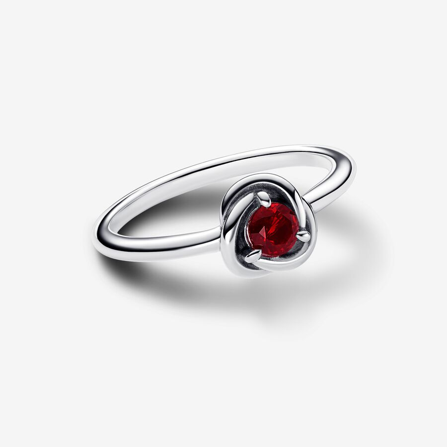 Pandora Moments January Red Eternity Circle Ring Size 7.5