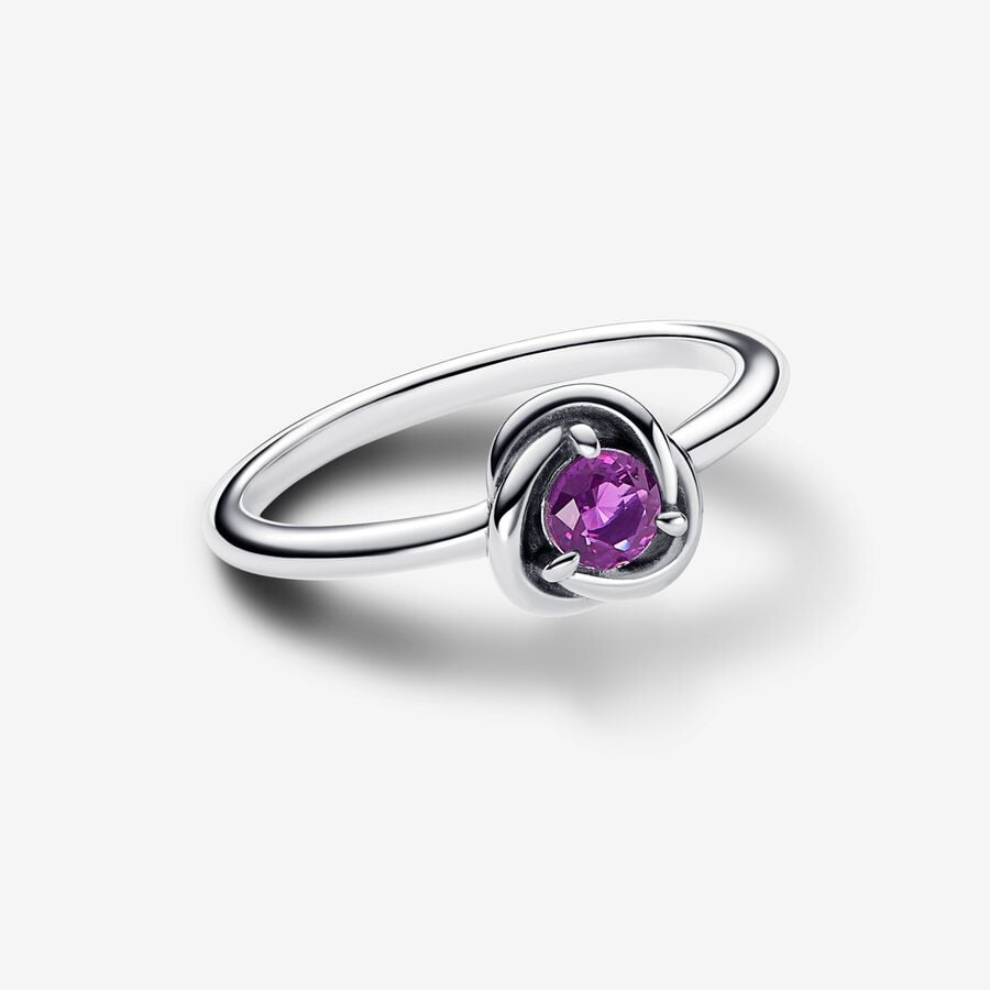 Pandora Moments February Purple Eternity Circle Ring Size 6