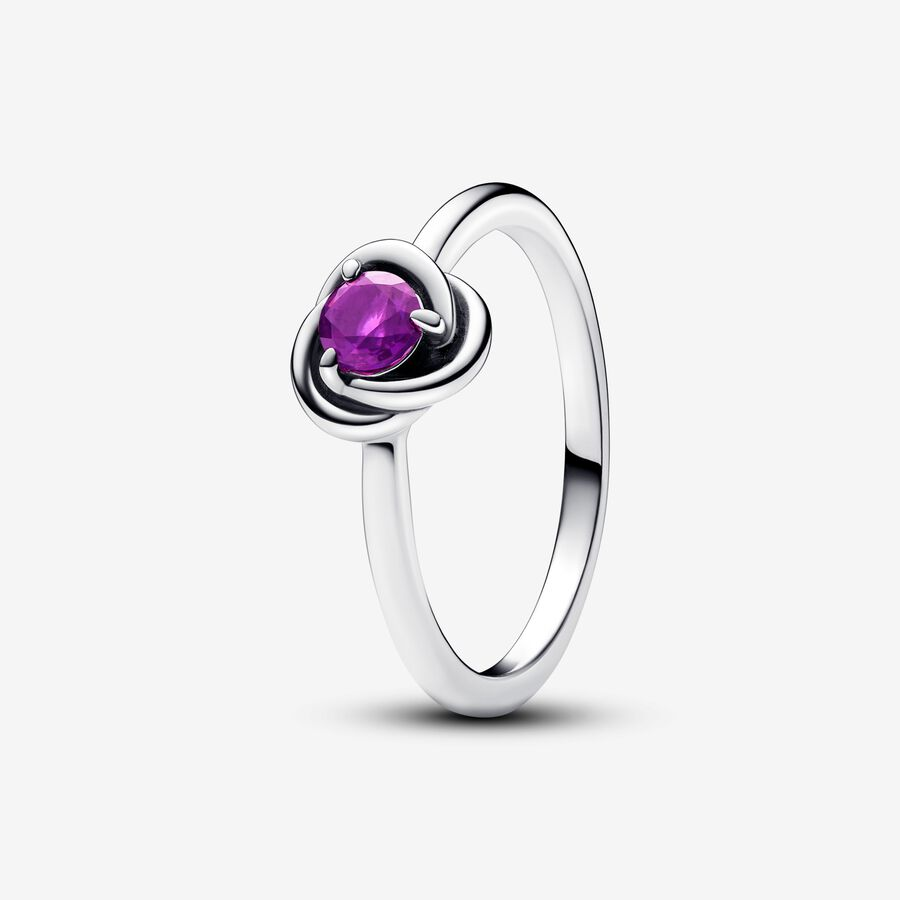 Pandora Moments February Purple Eternity Circle Ring Size 7